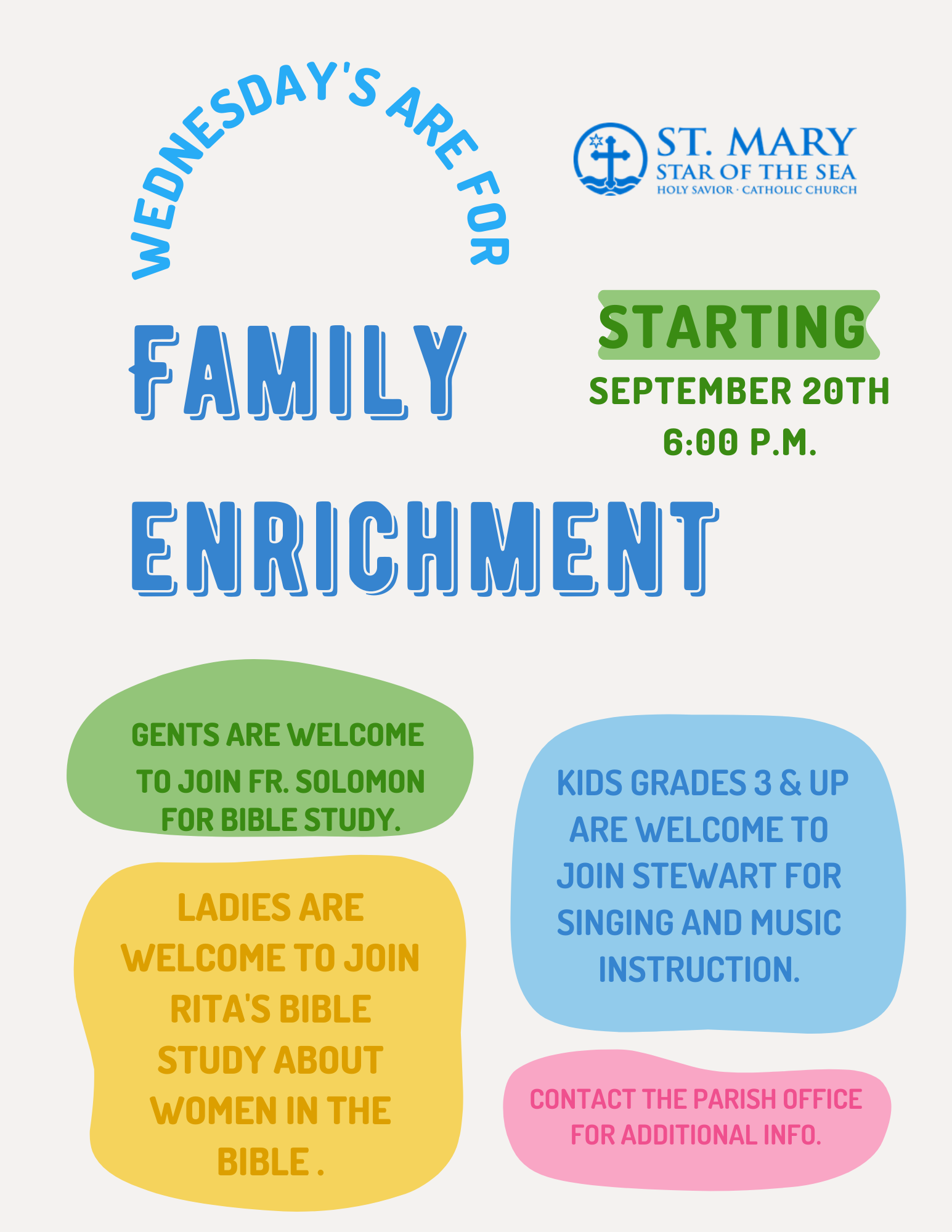 FAMILY ENRICHMENT FLYER 2023 for St. Mary's Star of the Sea Holy Savior Catholic Church